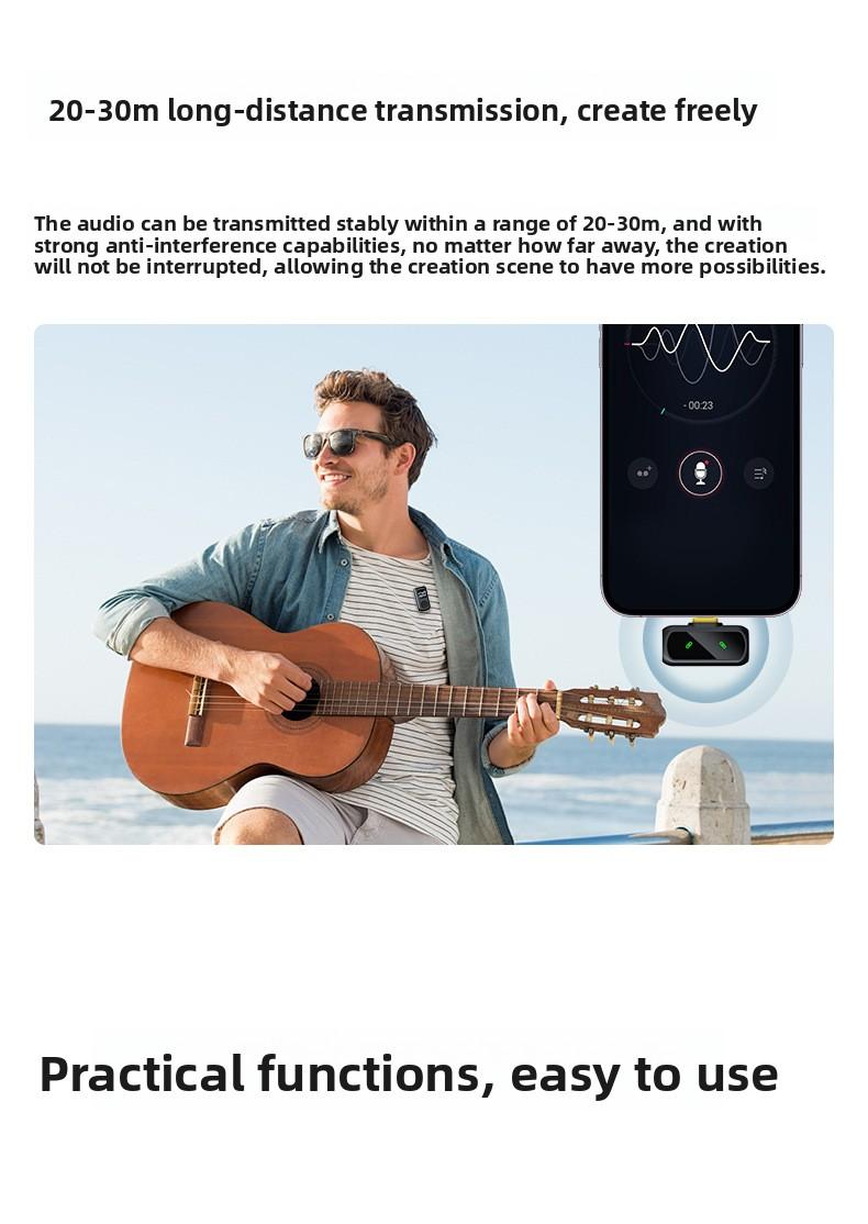 QY88 lavalier microphone, dual output, digital display, new model for mobile live streaming, noise-canceling reverb microphone