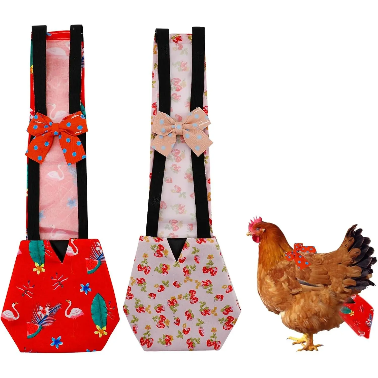 2 Pcs Washable Multiple-Use Poultry Diapers, Reusable Chicken Diapers for Hens Duck Diapers for Real Ducks, Suitable for Chickens Weighing 1.1 to 3.3 lb