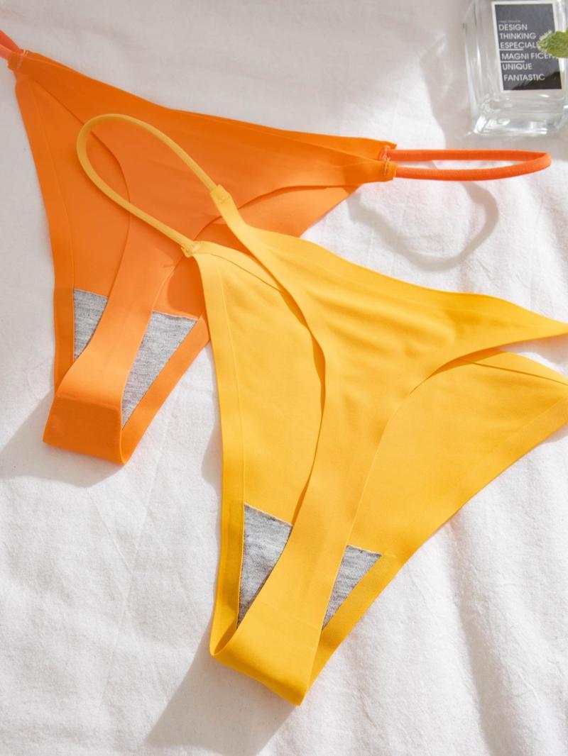 LGBTQ+ Women's Solid Color Drop Waist Thong, Minimalist Breathable Seamless Panty, Summer Clothes, Ladies Underwear for All Seasons