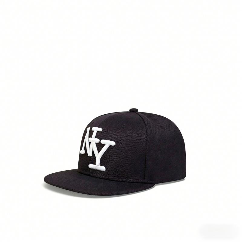 Flat-brim baseball cap with 3D NY embroidery, fully enclosed flat-brim cap, unisex, suitable for street dance, large head circumference hat