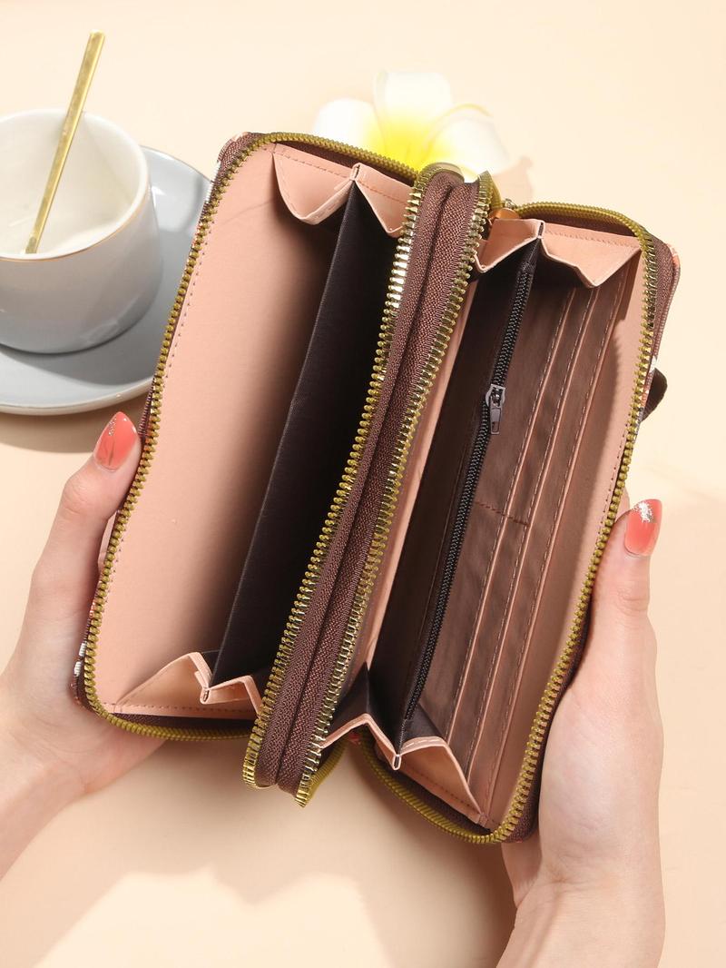 Boho Style Long Wallet, Fashionable Zipper Around Wallet for Women, Casual Trendy Versatile High-quality Daily Wallet Boho Style Long Wallet, Fashionable Zipper Around Wallet for Women, Casual Trendy Versatile High-quality Daily Wallet