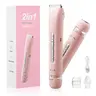 Betypeca Women's Rechargeable 2-in-1 Electric Bikini Trimmer-Facial Shaver - Smooth Dual Heads, Stainless Steel-Ceramic+Steel Blades, Waterproof Wet/Dry Hair Removal, Cleansing Brush, Comb, Storage, Beauty Gift