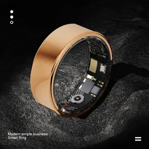 Gold Smart Ring Viral Bio Tracker Smart Ring, Real-time Vital Signs Monitor, Deep Sleep Analysis, Step Counter, Waterproof Wellness Ring with Mobile App Sync