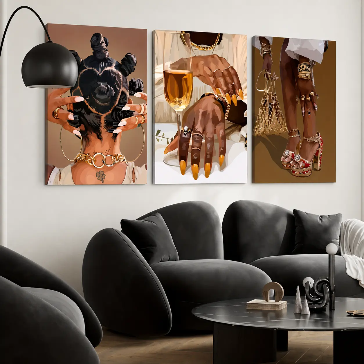 Black Women Fashion Poster |   Abstract Canvas Wall Art for Bedroom, Living Room & Dorm