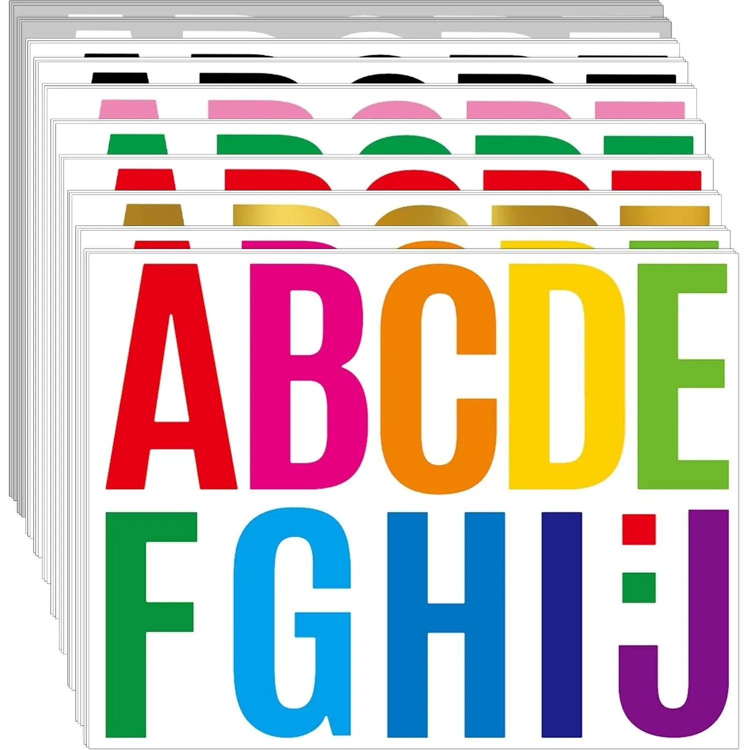 460 PCS 42 Sheets 4 Inch Colorful Vinyl Letter Stickers, Self Adhesive Waterproof Alphabet Numbers for Bulletin Board, Poster Board, Mailbox, Classroom, Business DecorGift