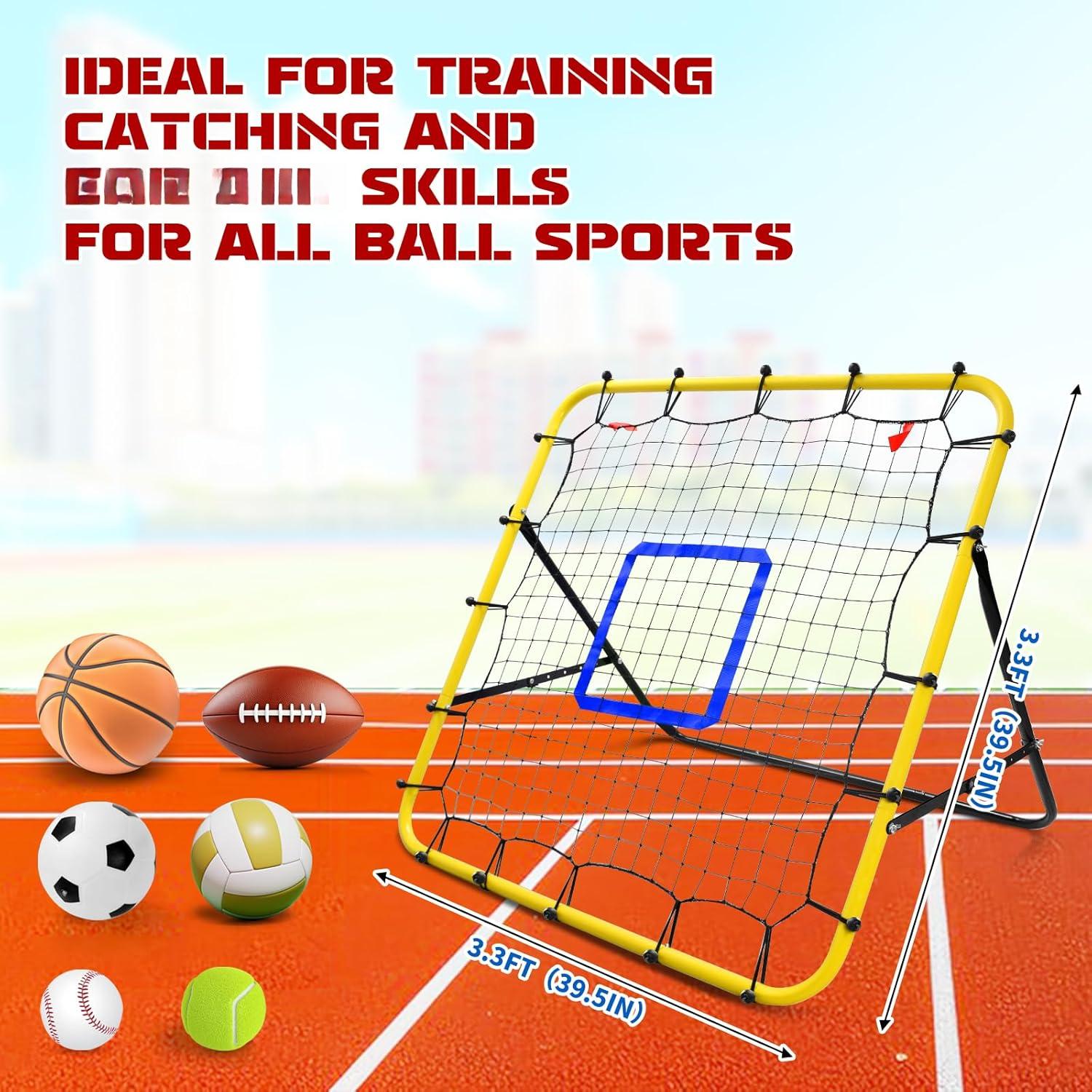 Baseball and Softball Rebounder Net,Baseball Pitching Net with Pitching Target,Multi-Angle Bounce  Net for Volleyball Rebounder, Soccer Rebounder