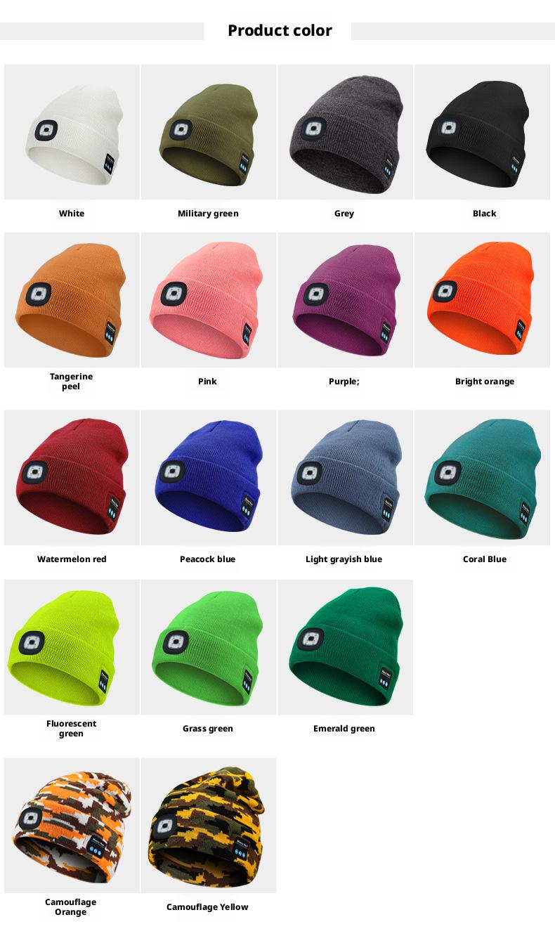 Bluetooth Beanie with Light, Unisex USB Rechargeable  LED Flashlight Hat with Cordless Headphones, Unique Christmas Birthday Gifts for Men Husband Teen Warm