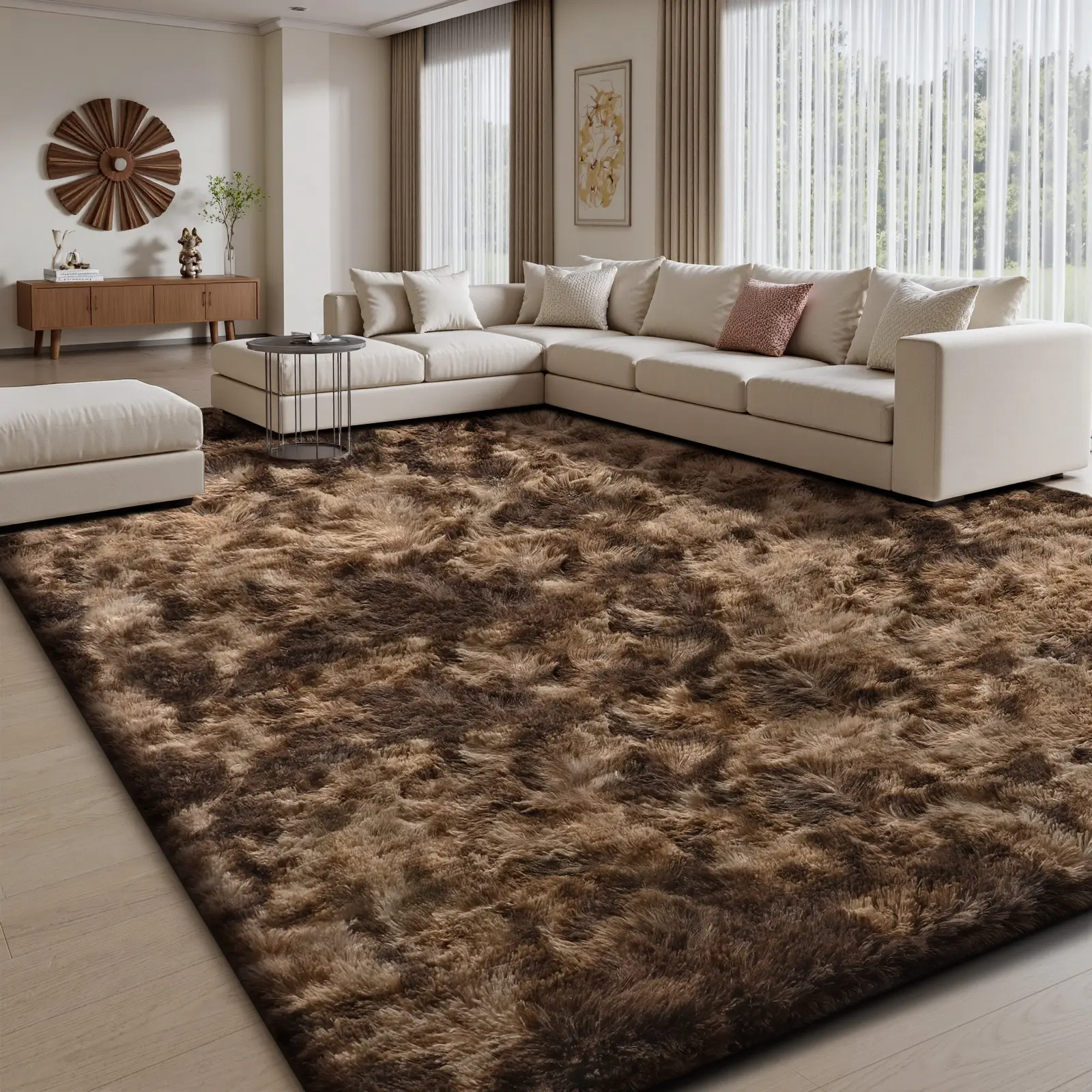 FAMVAL Ultra Soft Fluffy Non-Slip Shaggy Area Rug - Cushioned Indoor Floor Mat for Living Room Home Decoration (Vacuum Pack)