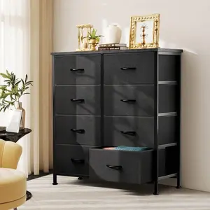 Dresser For Bedroom, Dressers & Chests Of Drawers Dresser Organizer, Wood Top Table Furniture With 8 Fabric Storage Tower Unit, Chest Of Drawers For Closet, Living Room, Hallway, Porch