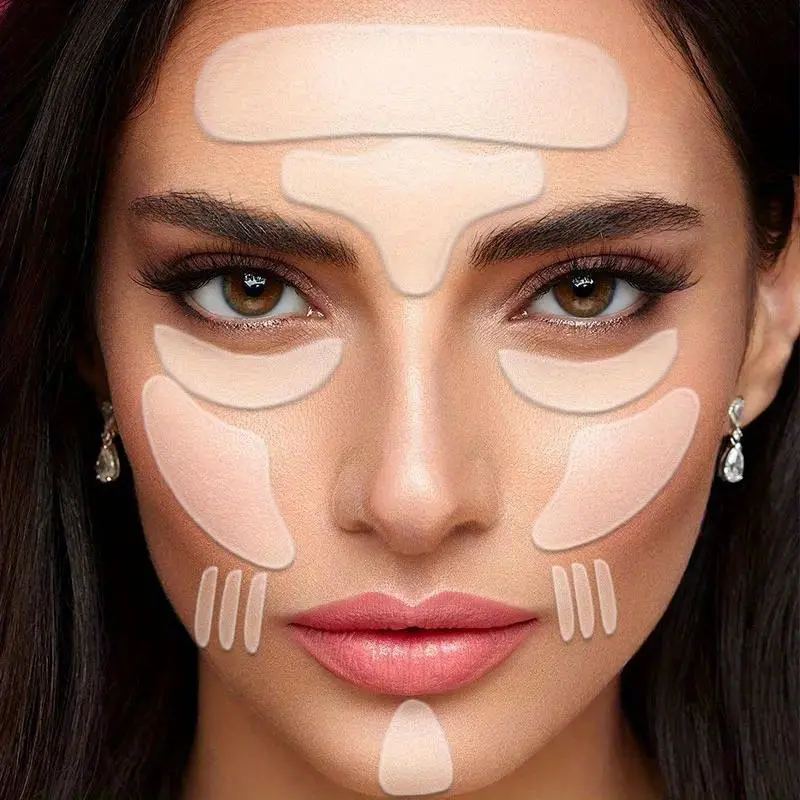 18PCS Face patch, neck patch, heart-shaped chest patch, Skin care transparent silicone patch, skin care tool
