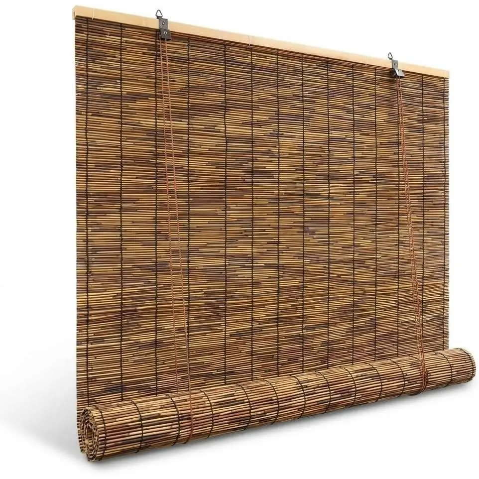 Bamboo Blinds for Interior Windows, Custom Roll Up Shades | Light Filtering Bamboo Shades with Easy Installation for Indoor Windows, Outdoor Patio, Deck, Porch and Backyard Use