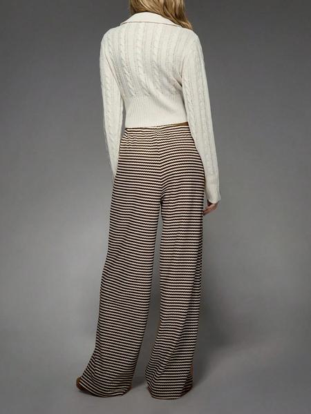 Striped Drawstring Knit Casual Wide Leg Pants, Comfortable Relaxed Fit Trousers for Everyday Wear, Perfect for Leisure Activities