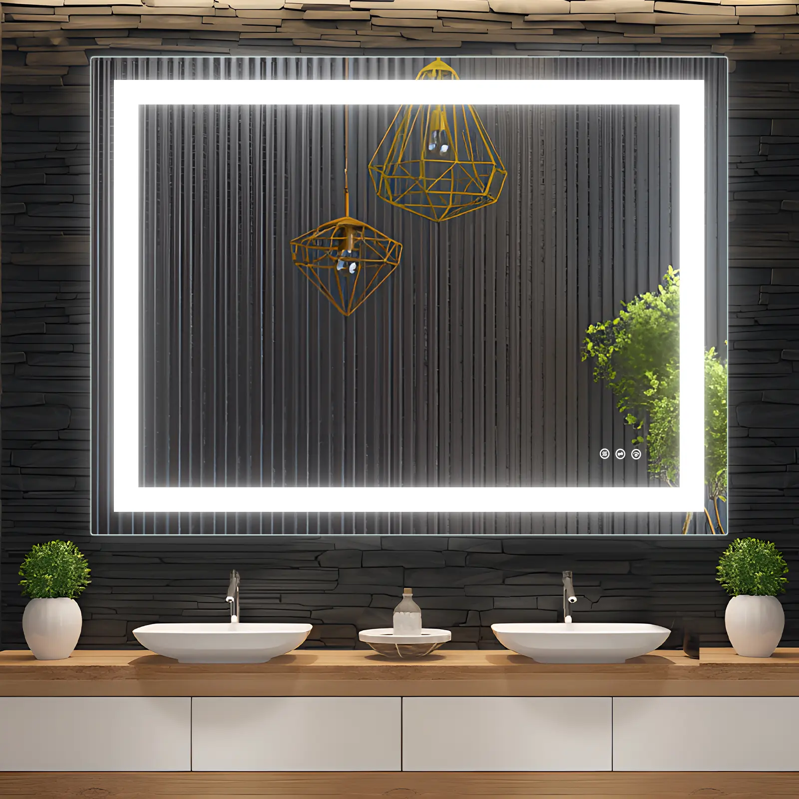 LED Bathroom Vanity Mirror - Double Front and Backlit, Stepless Dimmable, 3 Color Modes, Anti-Fog, Memory Function, Shatterproof Tempered Glass, ETL Listed, Wall-Mounted Installation for Modern Bathrooms