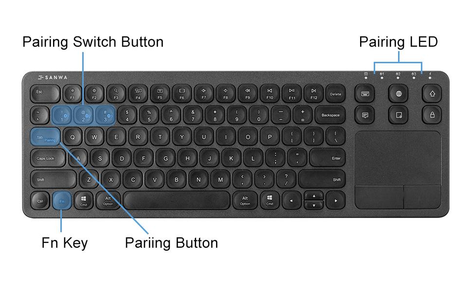 Multi-Device Bluetooth Keyboard With Touchpad, Rechargeable Keypad With Trackpad For Laptop, Desktop Computer, PC, iPad, iPhone, Tablet-Compatible With MacBook, Windows, Android, iOS, White