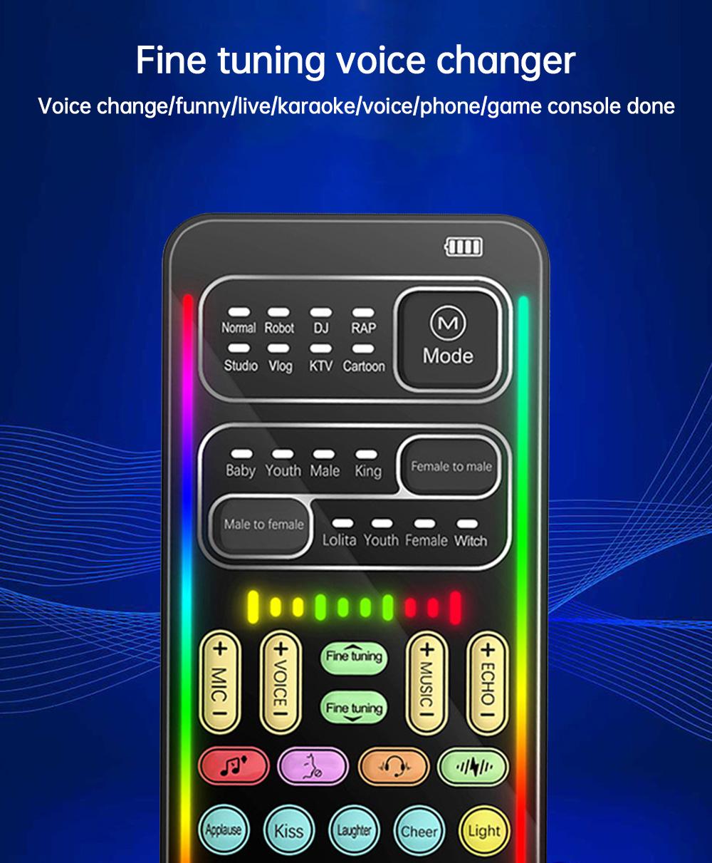 2026 Professional Podcast Sound Mixer Bundle i9 Voice Changer Mini Multiple Audio Effect Bluetooth-Compatible Live  Cards Ultra-Thin Portable Live  Card Mic Tool