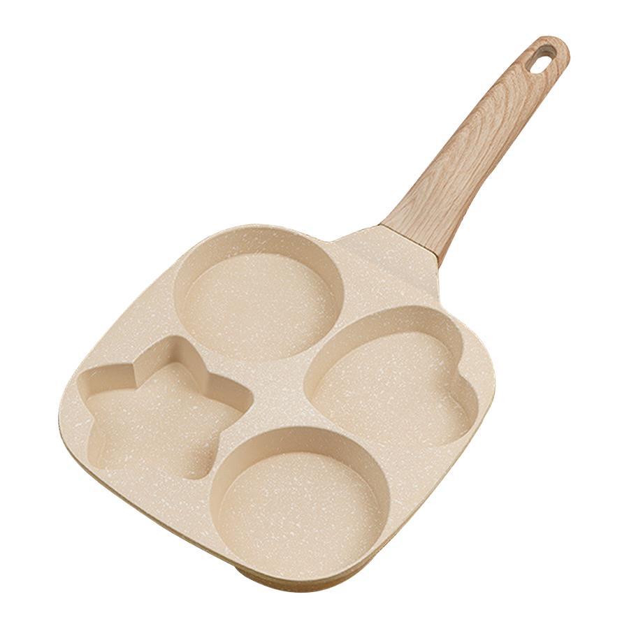 Four Hole Egg Frying Pan, 1 Count Non-stick Egg Frying Pan, Aluminum Omelette Pan, Nonstick Egg Pan, Breakfast Frying Pan for Cooking Eggs, Burger & Bacon
