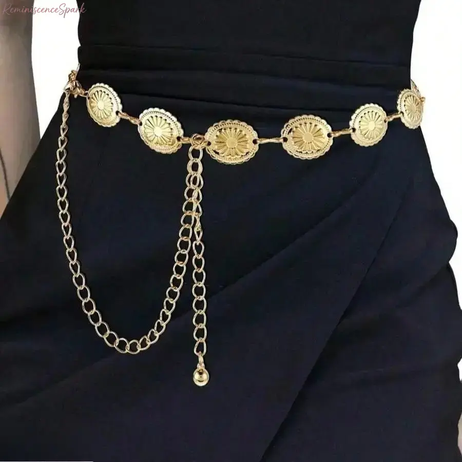 Women's Minimalist Adjustable-Strap Lightweight Metal Circular-Links Waist Belt, Elegant Autumn Outfit Decor Accessory for Dresses & Coats, Ideal for Daily Commute & Street Style