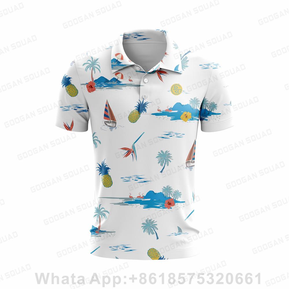 Googan Squad Men Golf Polo Wear Casual Fashion Short Sleeve Quick Dry T-shirt Breathable Badminton Football Sport Lapel Button