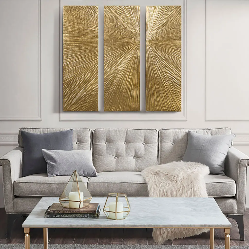 ARCH Hand Painted Triptych 3-Piece Dimensional Resin Wall Art Set for Living Room Bedroom Decor, Textured 3D Wall Art Panel, Modern Abstract Painting, Framed Canvas Alternative, Home Gallery Wall Decor, Multiple Color Options, Home Furniture and