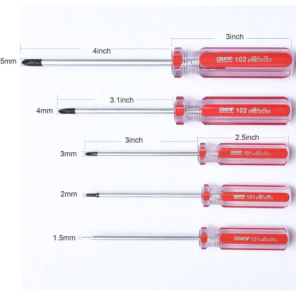 5 count Y Tip  Set,  Tri Point Tip  Bits Y000(1.5mm) Y00(2.0mm) Y0(3.0mm) Y1(4.0mm) Y2(5.0mm) Y  Repair Tool
