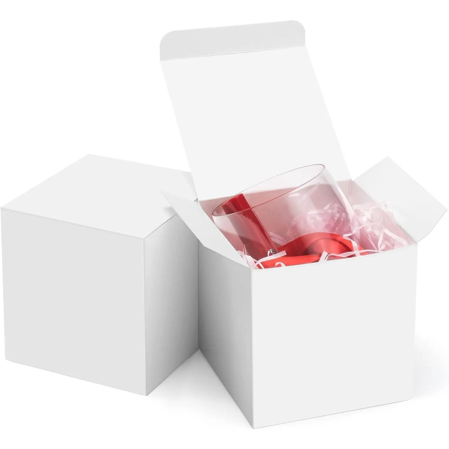 4x4x4 White Gift Boxes 50PCS Kraft Paper Boxes with Lids for Gifts, Crafting, Cube, Cupcake Boxes, Easy Assemble Boxes for Party Favor