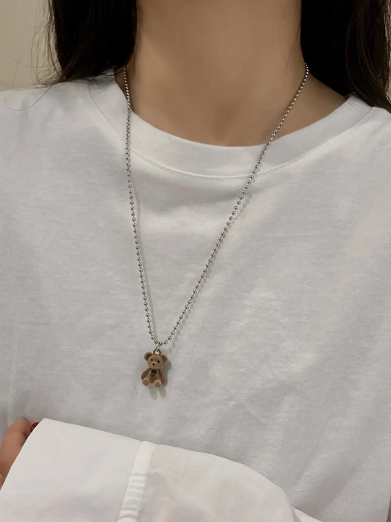 Plush Bear Necklace Unisex Casual Fashion Sweater Chain, Perfect Gift for Animal Lovers and Nature Enthusiasts, Ideal Christmas Present