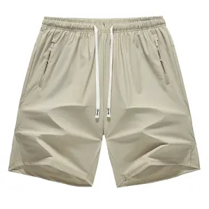 Men's Athletic Shorts, Olive Grid Quick-Dry Breathable Active Above the Knee Fit with Zipper Pockets for Summer Gym & Casual Wear
