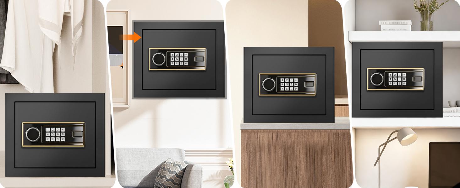 1.4 CUFT Small Fireproof Safe for Home Use, Security Personal Safety Box Fireproof Waterproof with Digital Keypad, Spare keys, Removable Shelf, Medium Safe Lock Box for Money, ID document, Dorm,home essentials