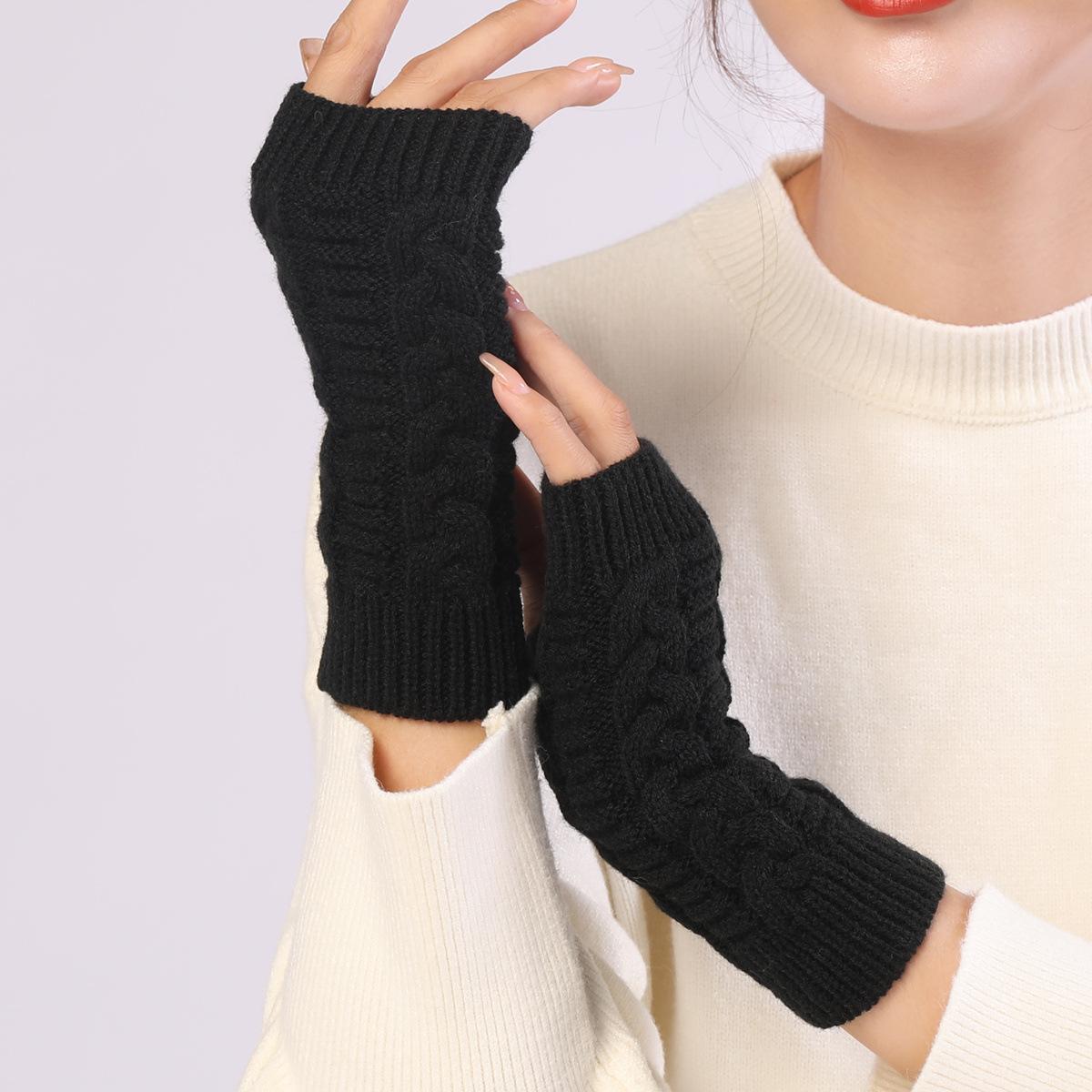 Knitted Half-finger Gloves for Women, 1 Pair Casual Outdoor Sports Fingerless Warm Hand Made Gloves for Autumn and Winter, Unisex, Gloves for Cold Weather