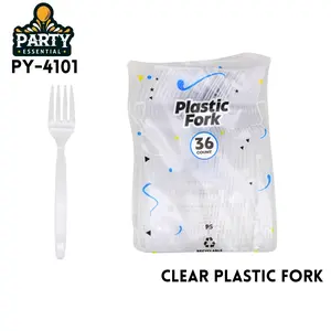 Transparent plastic forks disposable household party tableware 36 pieces