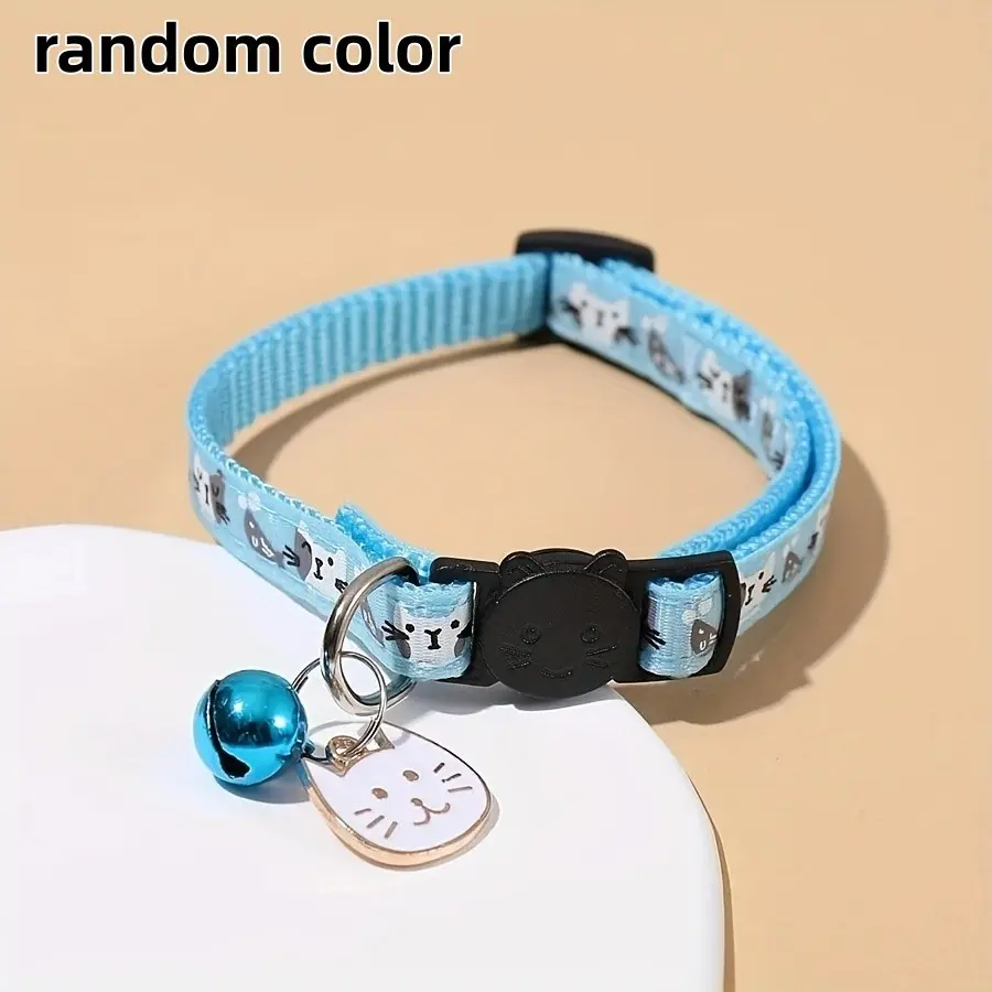 Adjustable Cat Collar with Face Charm, Safe Anti-Choking Buckle, Pet Accessories, Adjustable Collars, Comfortable Fit, Durable Design, Ideal for Cats