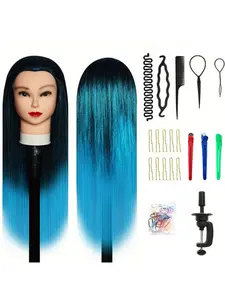 Professional 66cm Hairstyling Mannequin Head with Synthetic Hair, Realistic Braiding Practice Doll Head for Salon & Beauty School