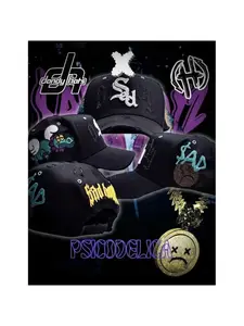 Daily Selection: Dandy Hats X Sad Boyz II Psicodelica black hat, Fitted Hats, featuring bright details and a unique design, suitable for urban style.