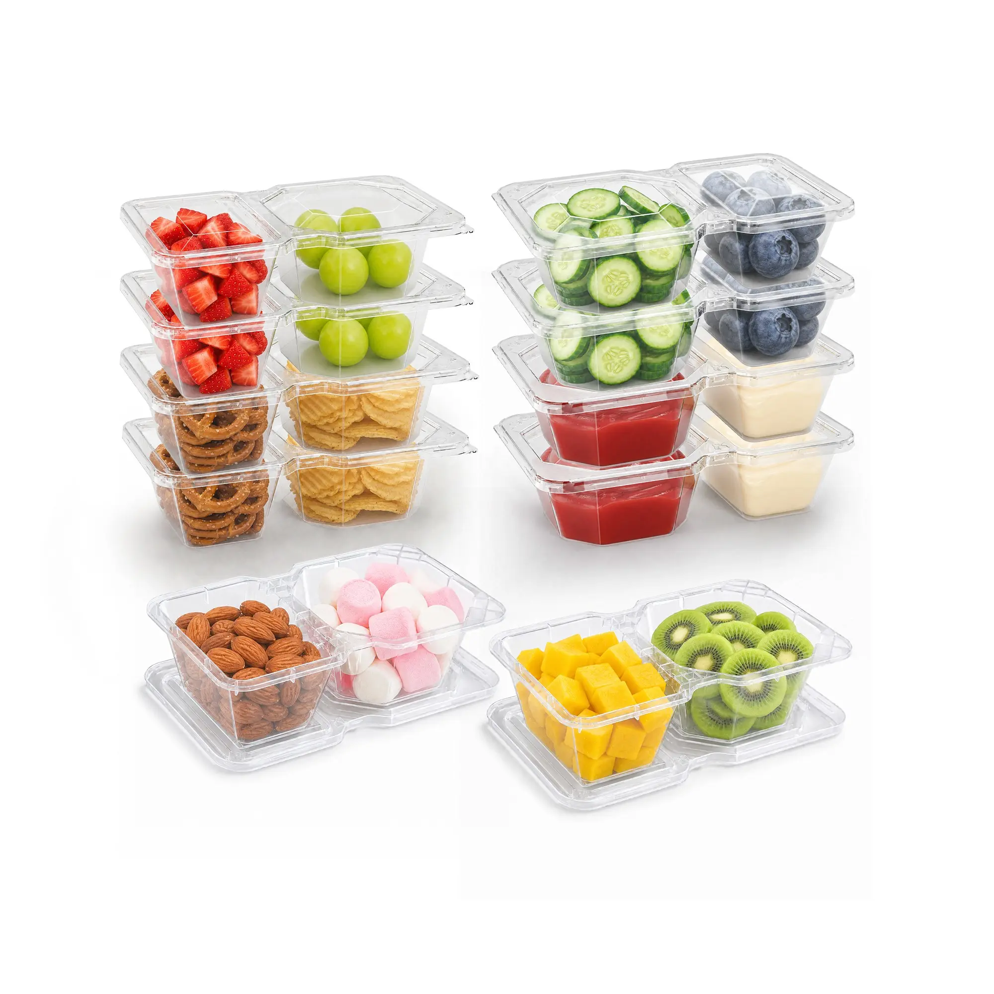 10/20pcs Snack Boxes with Transparent Lid, Portable Bento Box for Work or Travel, Wheat Straw Material Food Container