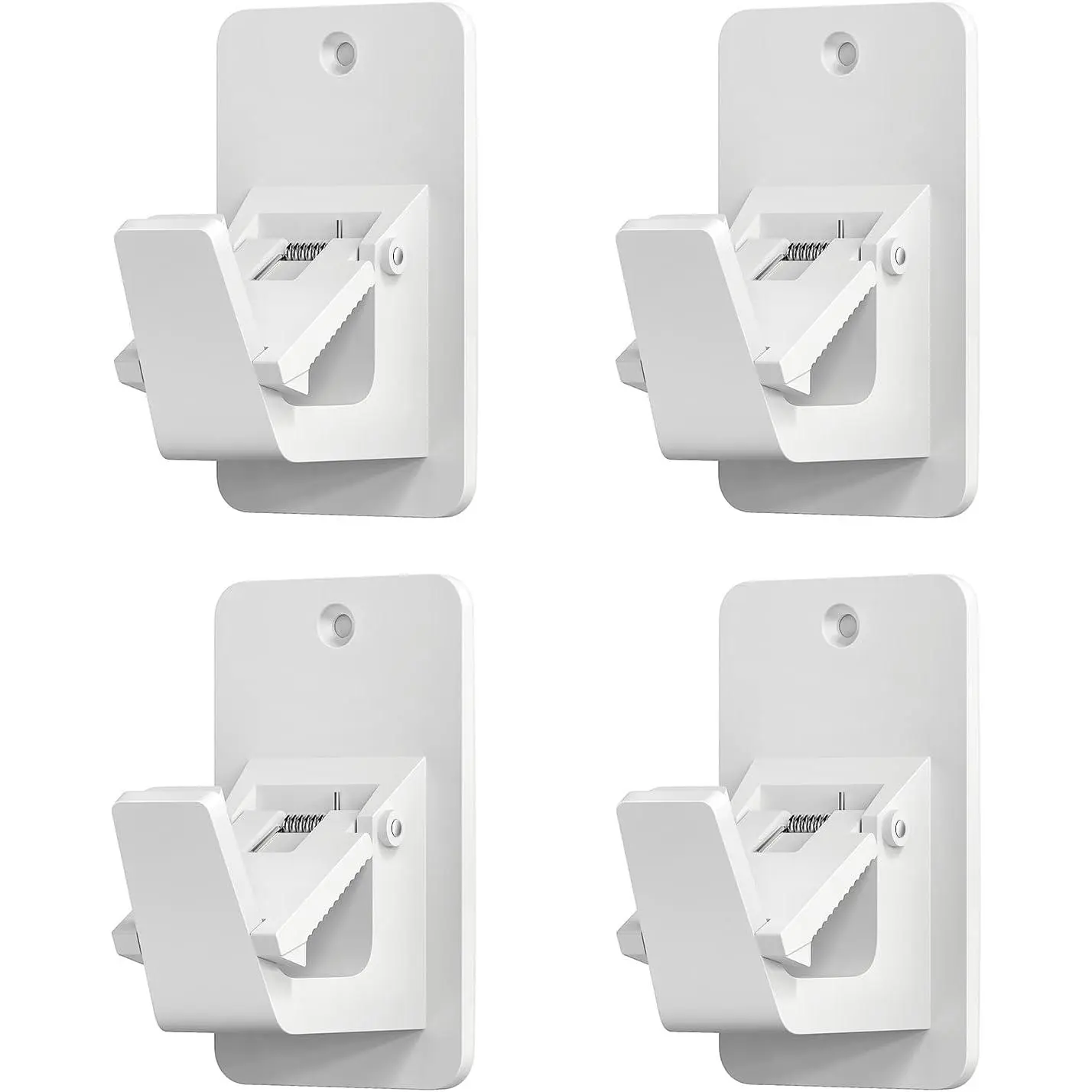 Women's Bra Accessory Plastic Curtain Rod Brackets - 4-Pack Self-Adhesive No-Drill Holders, Waterproof, Functional, Strong Adhesive, Spring Lock System, Durable White, High Load Capacity for Bathroom, Kitchen