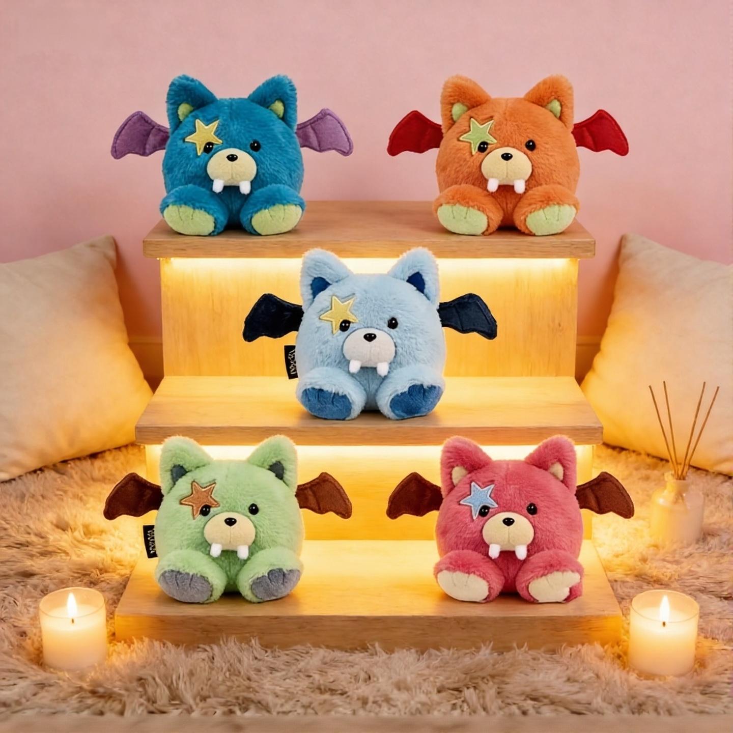 Kawaii Star Eye Cat Plush Set Colorful Bear Cat Stuffed  Cute Cartoon Plushies Gift for Kids Fans soft doll