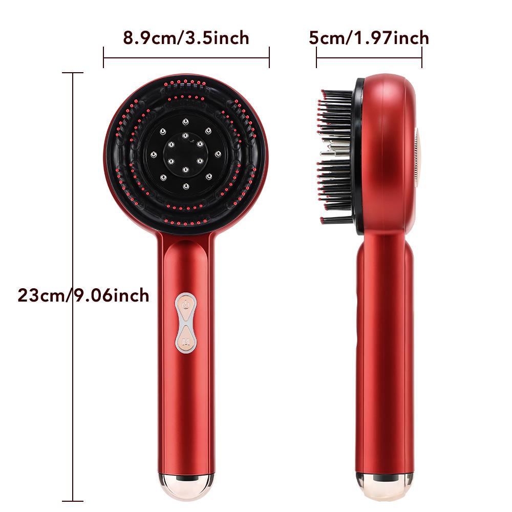 Electric Vibration Massage Comb with Light Therapy, Hair Care Massager, Scalp Brush, Liquid Oil Applicator, Perfect Gift Box Included
