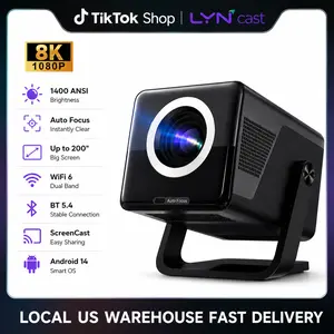 LYNcast X7 Smart Projector, Native 1080P, 8K Support, Auto Focus, Android 14, WiFi 6, BT 5.4