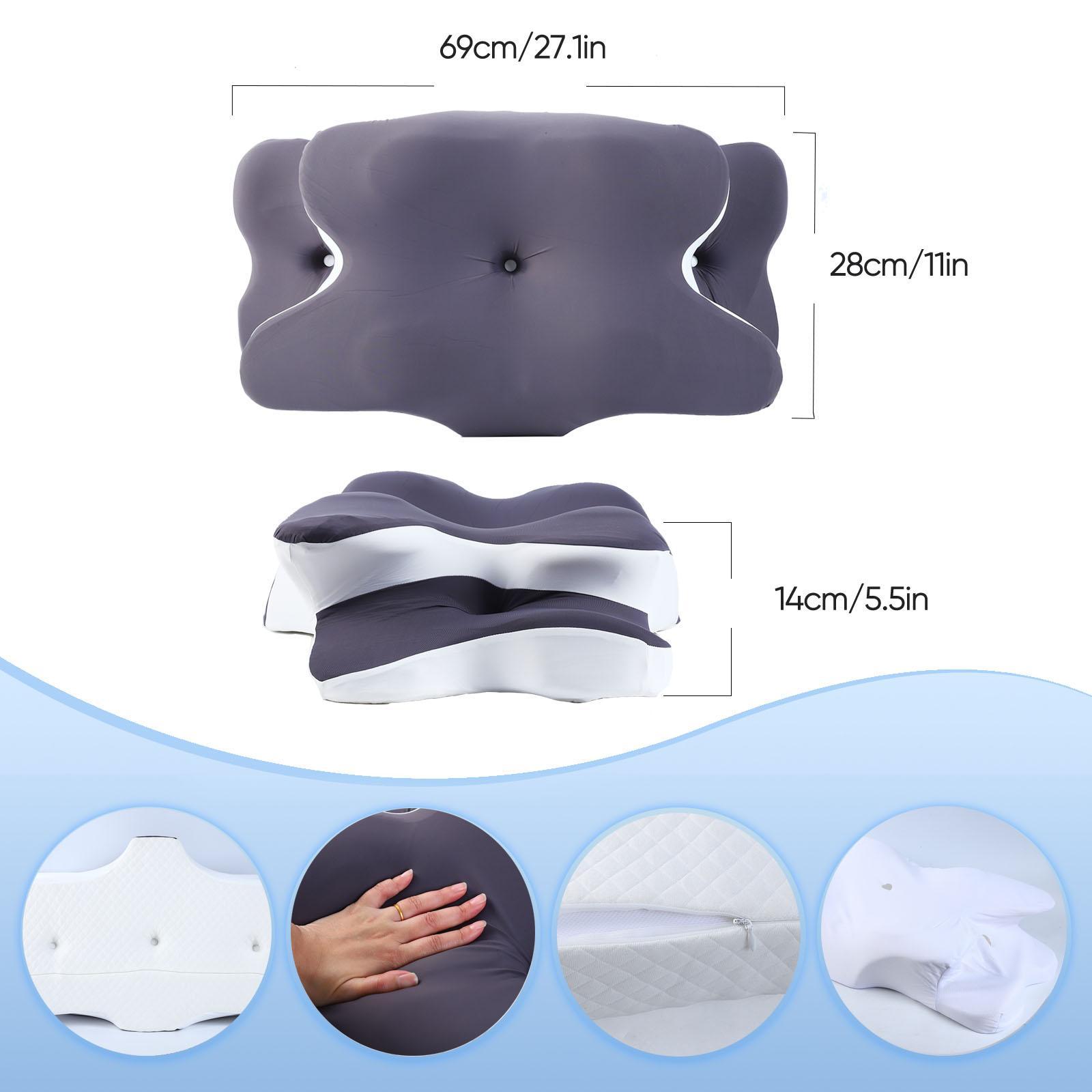Double-Sided Contoured Neck Pillow, Unscented Supportive Memory Foam with Cooling Cover, Zoned Design & Extra-Large Armrest for Deep Sleepers & Side/Stomach/Back Sleepers #TOP PICKS