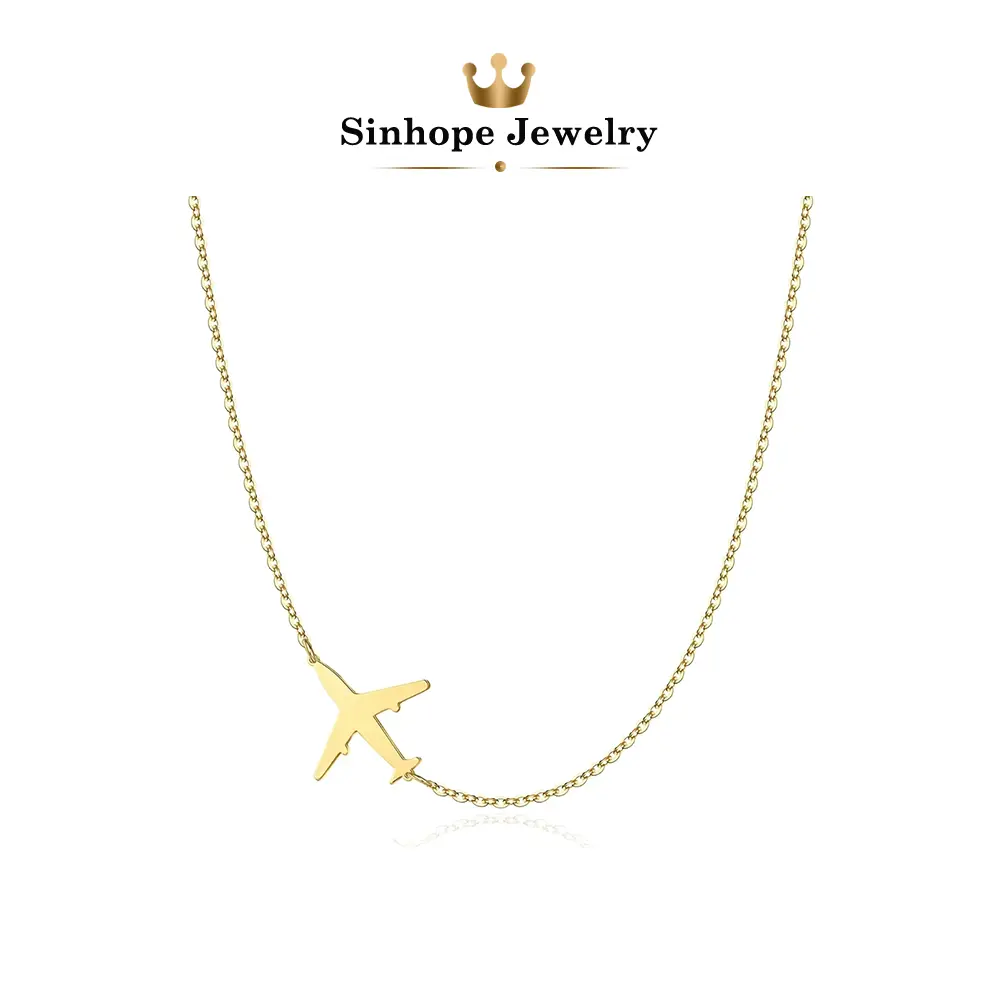 Dainty Gold Airplane Pendant Necklace for Women, Minimalist Plane Travel Charm Necklace, Thin Chain Simple Aircraft Necklace, Trendy Daily Fashion Jewelry Gift for Travel Lovers, Birthday Holiday Present for Her