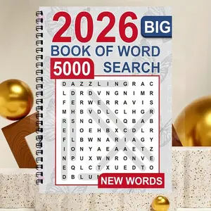 2026 New Adult Coloring Book, 25 Pages Spiral Bound, Large Print, Word Puzzle Art Activity Book, Stress Relief Journal, Relaxing Gift for Adults