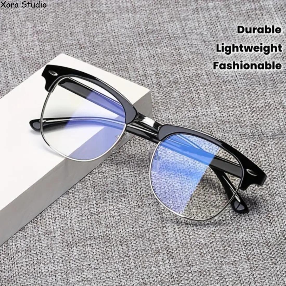 Blue Light Blocking Glasses for Men & Women – Lightweight Metal Frame Computer & Gaming Glasses, Anti-Eye Strain, UV Protection, Trendy Y2K Minimalist Eyewear for Work, Office & Daily Use