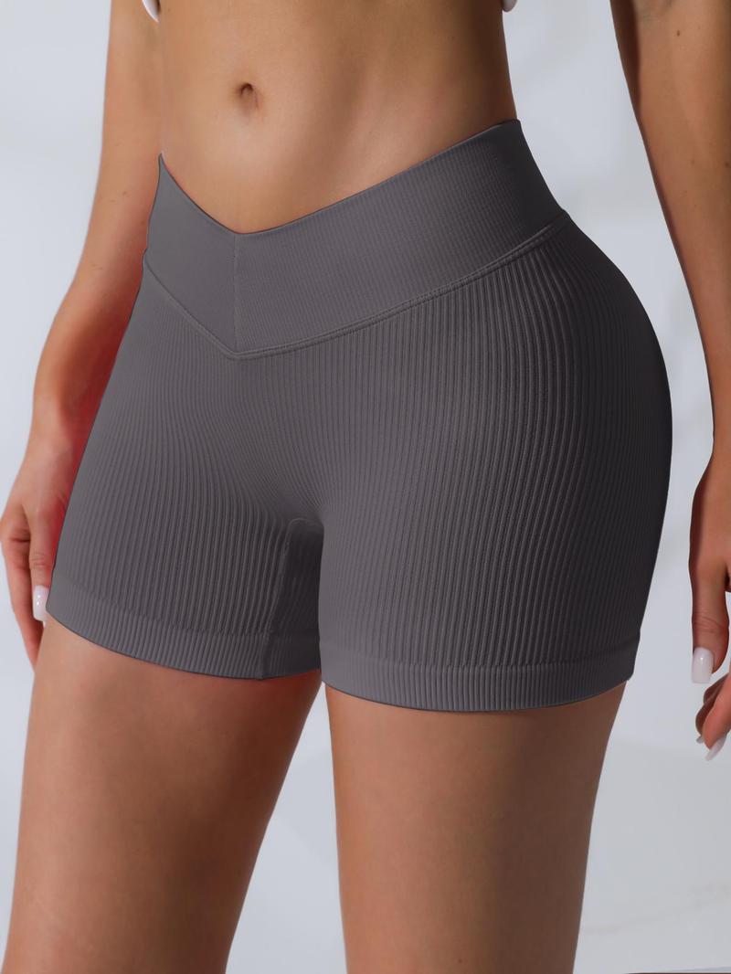 Women's Solid Color High Waist Gym Shorts, Breathable Comfortable Sports Bottoms for Yoga Gym Workout Running, Ladies Sportswear for All Seasons