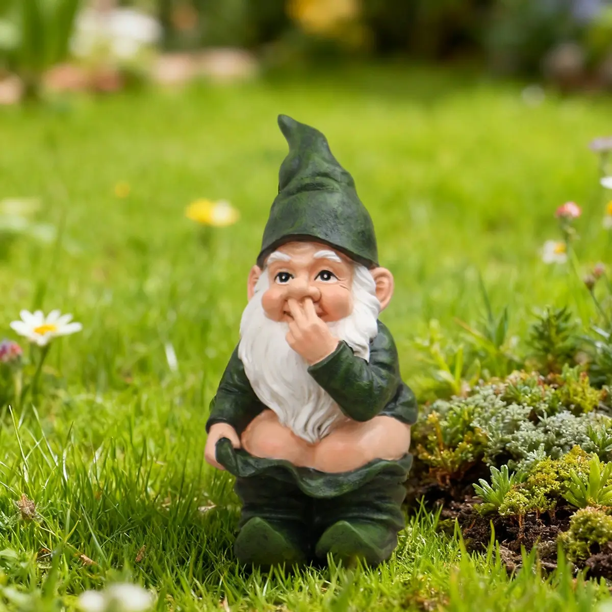 1 new fun smelly dwarf statue outdoor garden lawn exterior decorative resin crafts, Garden Sculptures And Decor, suitable for garden decoration, corner decoration, desktop, flowerpot decoration, a holiday gift crafts