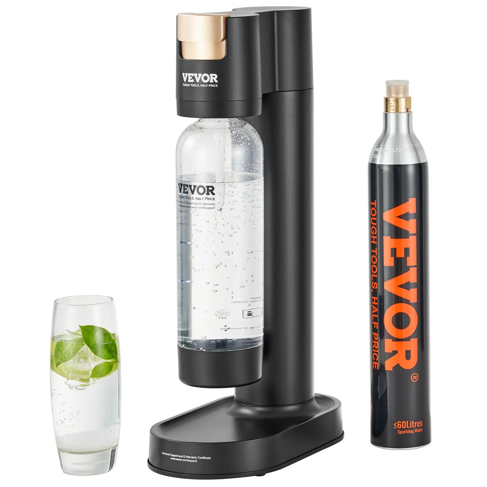 【DealsForYouDays】VEVOR Sparkling Water Maker, Soda Maker Machine for Home Carbonating, Seltzer Water Starter Kit with BPA-free 1L PET Bottle, CO2 Cylinder, Compatible with Mainstream Screw-in 60L CO2 Cylinder