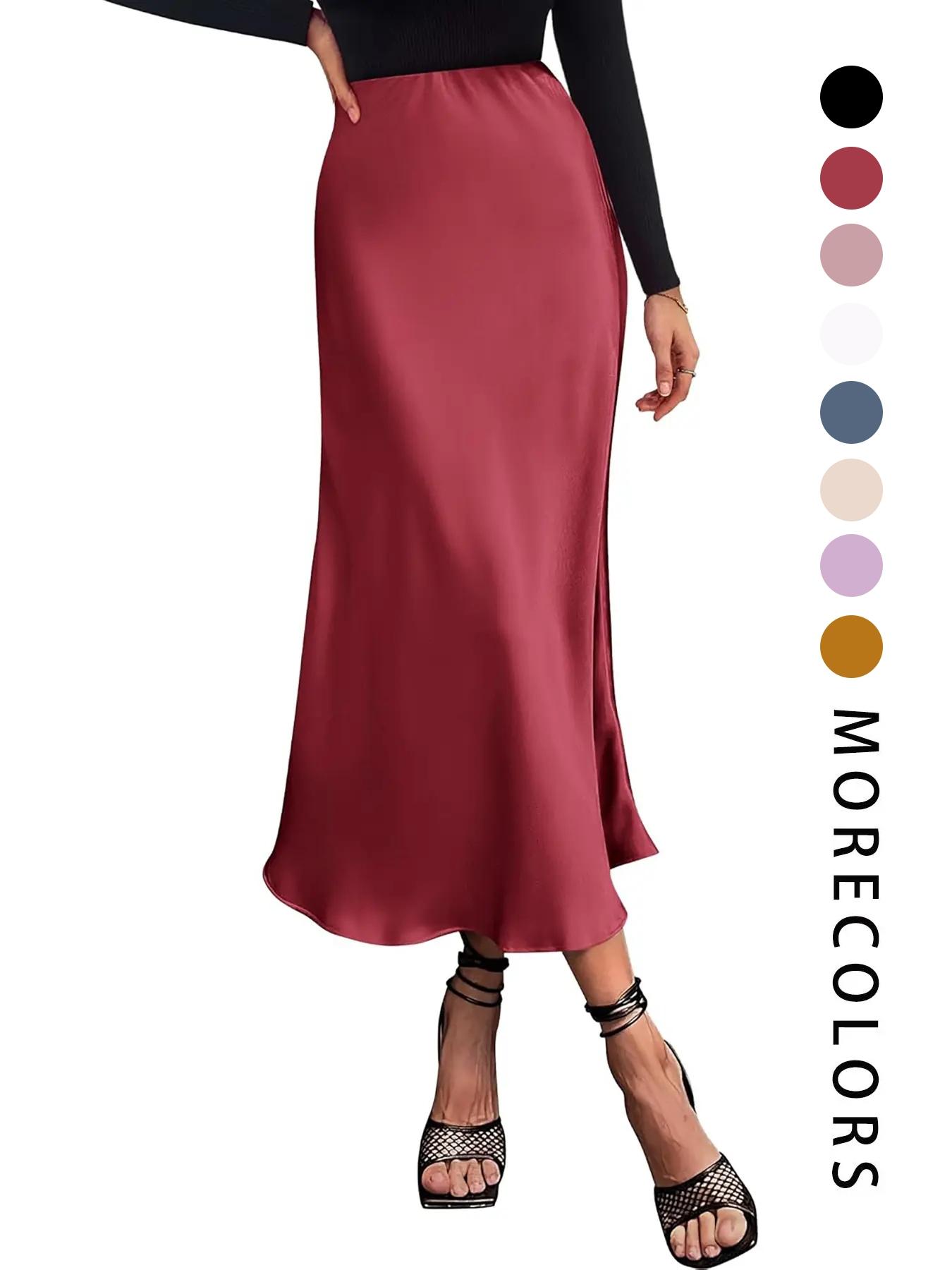 Women's Solid Color Skirt, Flared Skirt Design, Elegant Fashion Casual Skirt for Party Wedding Guest, Ladies Bottoms for Summer