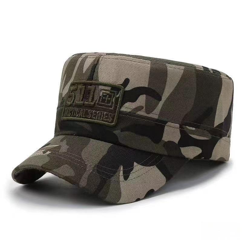 2026 camouflage military team victory cap for middle-aged men, sun-shading and windproof, casual short flat brim dad cap, spring and autumn hat black adjustable unisex hat cordless headphone elastic design