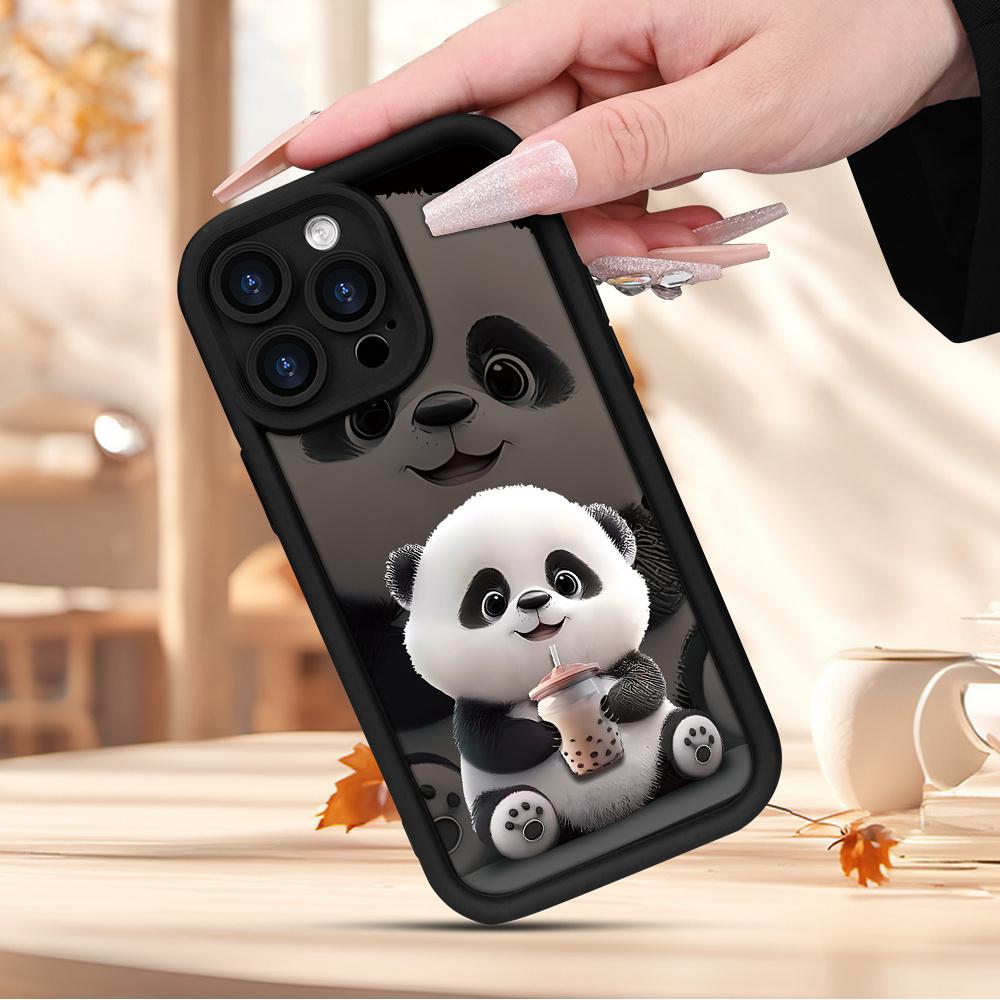Case Designed for iPhone17  16 Pro Max 15 Plus 14 13 Mini 12 11 X XR XS Creative Panda Pattern Design Drop Protection Anti-Scratch Silicone Soft Phone Cover Gift for Girls and Women