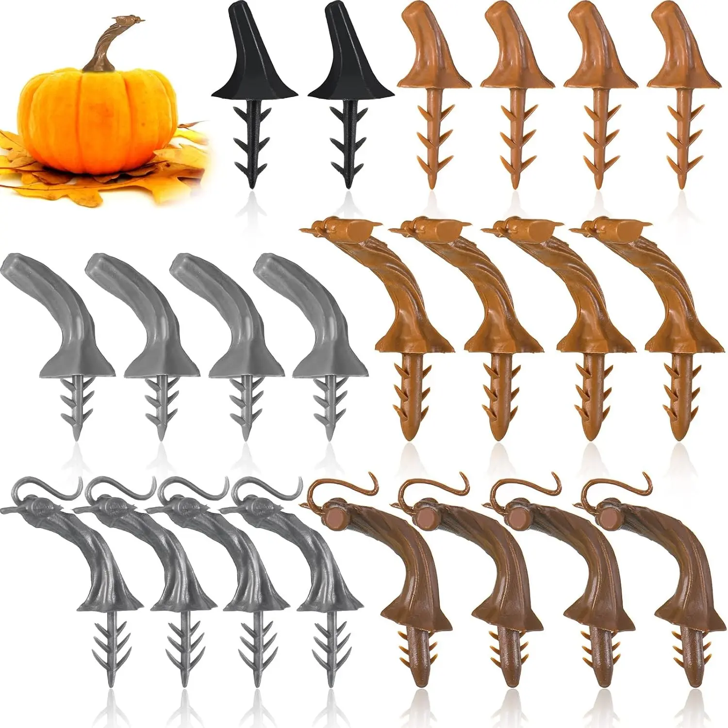 Maitys 24 Pcs Thanksgiving Fake Plastic Pumpkin Stems, DIY Craft Harvest Supplies for Halloween & Thanksgiving Decoration