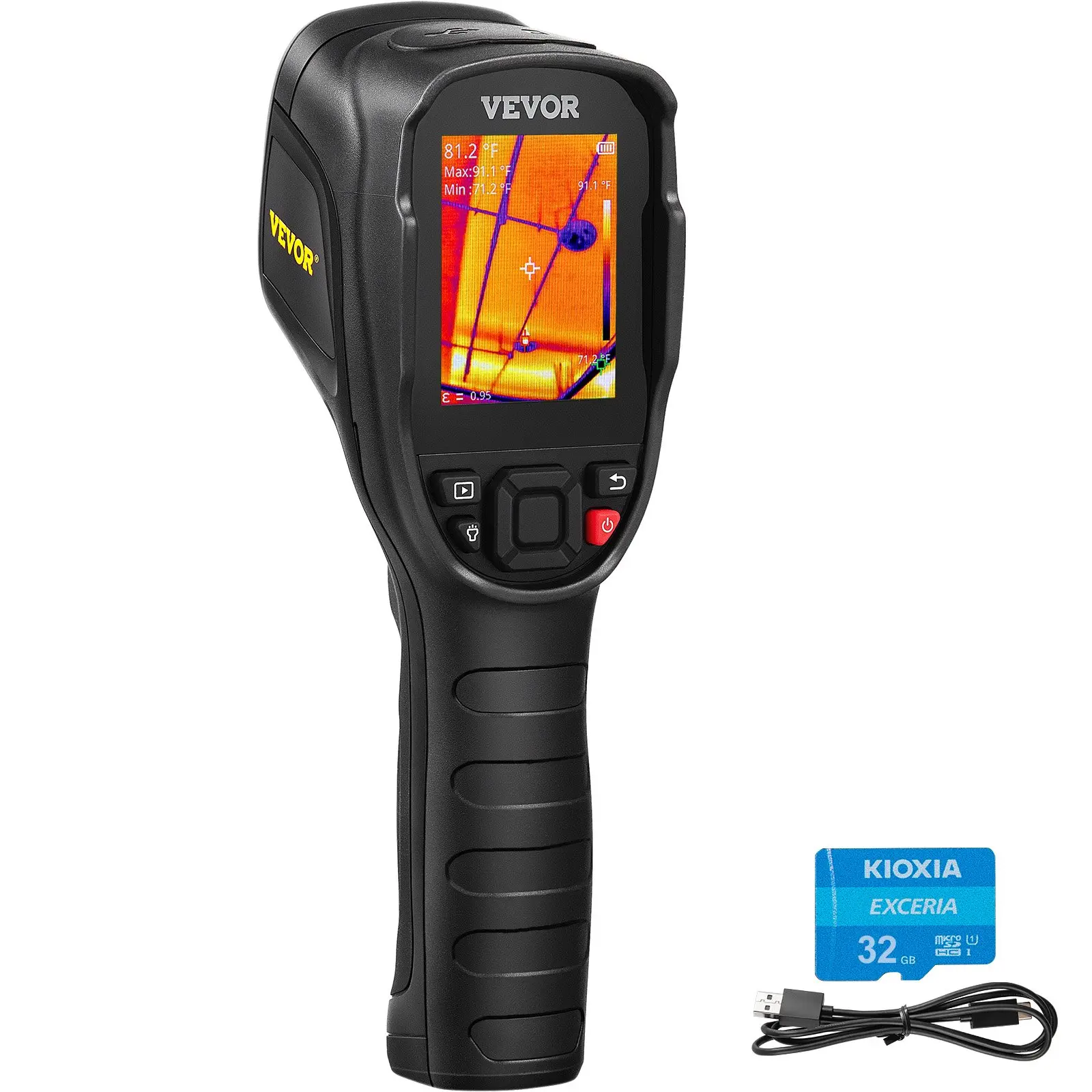 VEVOR Thermal Imaging Camera, 320x 240 Pixels Super Resolution, 25Hz Refresh Rate Infrared Camera with -4 to 752F Temperature Range, 32G Built-in SD Card, and Rechargeable Li-ion Battery